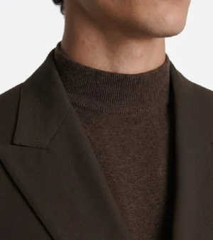 Brighton Cotton Solid Brown Suit Collar