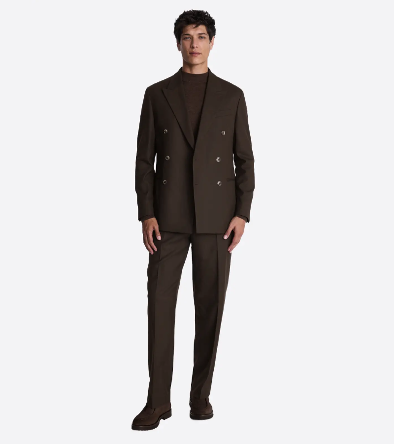 Brighton Cotton Solid Brown Suit Front