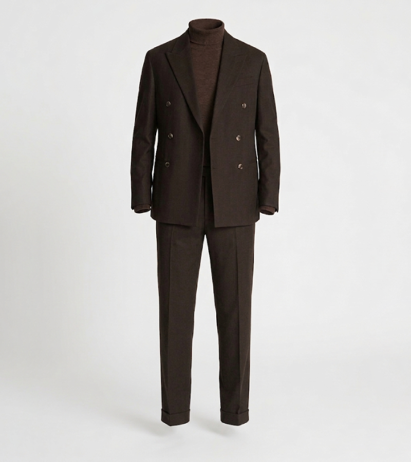 Brighton Cotton Solid Brown Suit