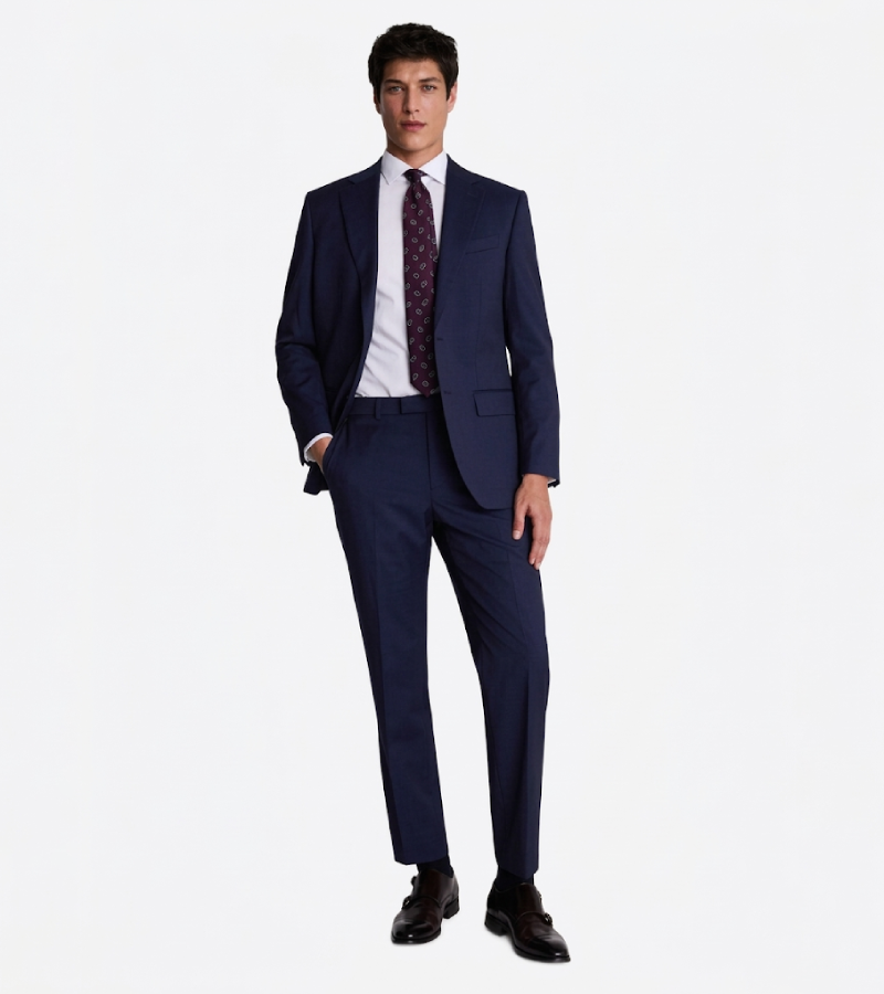 Brighton Cotton Solid Navy Suit Front