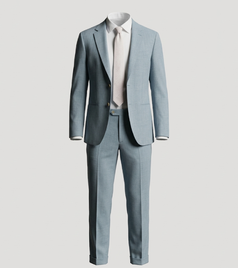 Brighton Cotton Solid Sky Blue Suit