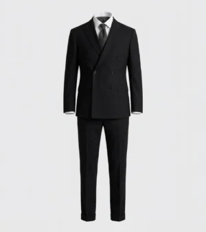 Brighton Light Grey Solid Cotton Suit Black