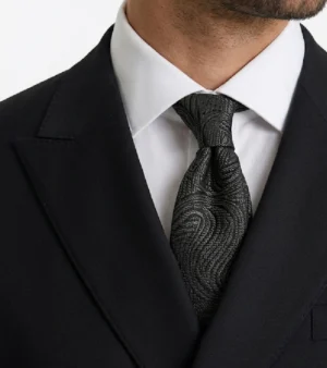 Brighton Light Grey Solid Cotton Suit Black Collar