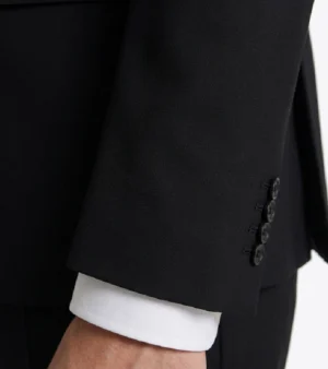 Brighton Light Grey Solid Cotton Suit Black Cuff