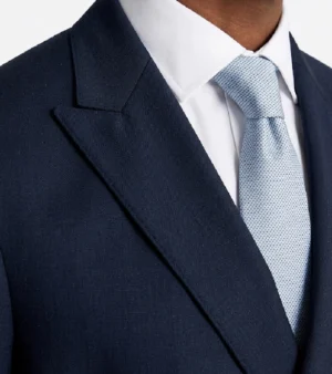 Brighton Light Grey Solid Cotton Suit Collar Navy
