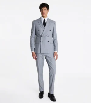 Brighton Light Grey Solid Cotton Suit Front