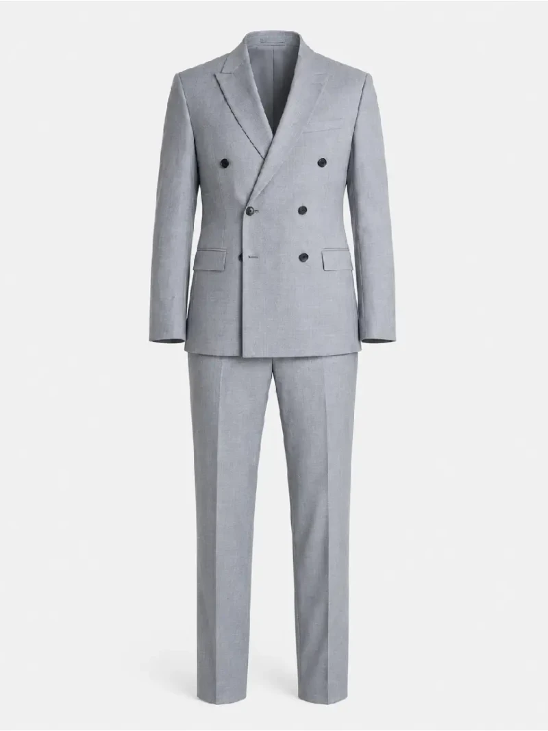 Brighton Light Grey Solid Cotton Suit Ghost Mannequin