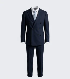 Brighton Light Grey Solid Cotton Suit Navy