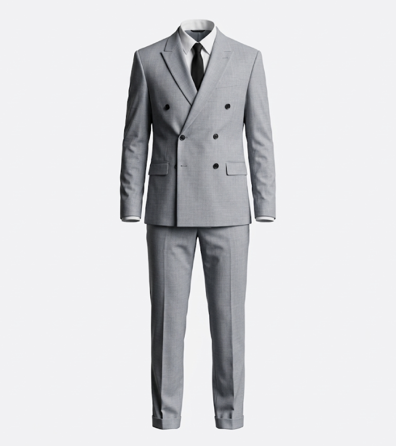 Brighton Light Grey Solid Cotton Suit
