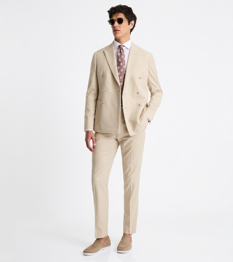 Brighton Solid Brown Cotton Suit Front