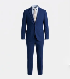 Brighton Solid Cotton Blue Suit