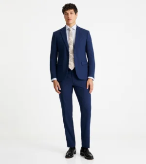 Brighton Solid Cotton Blue Suit Front