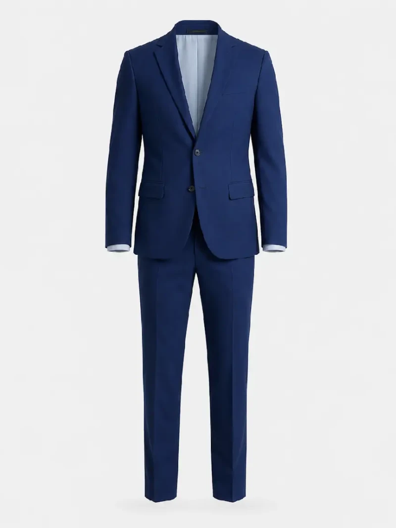 Brighton Solid Cotton Blue Suit Ghost Mannequin