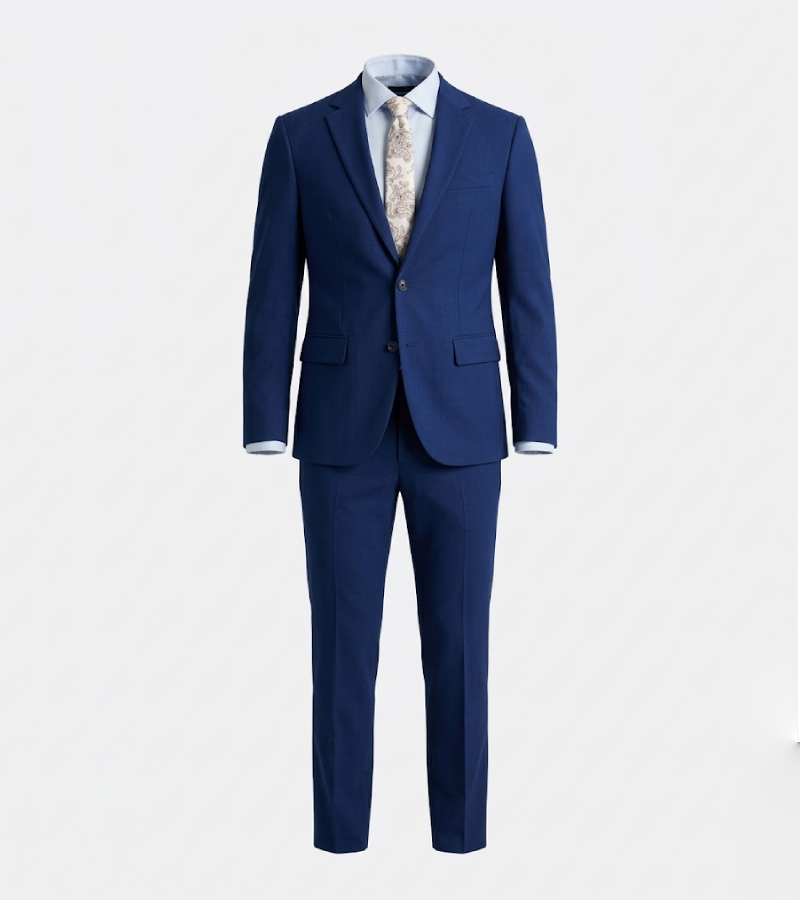 Brighton Solid Cotton Blue Suit