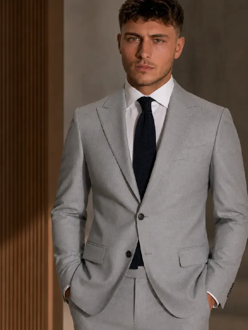 Brighton Solid Cotton Grey Suit Model