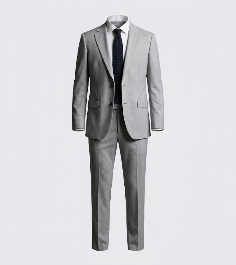 Brighton Solid Cotton Grey Suit