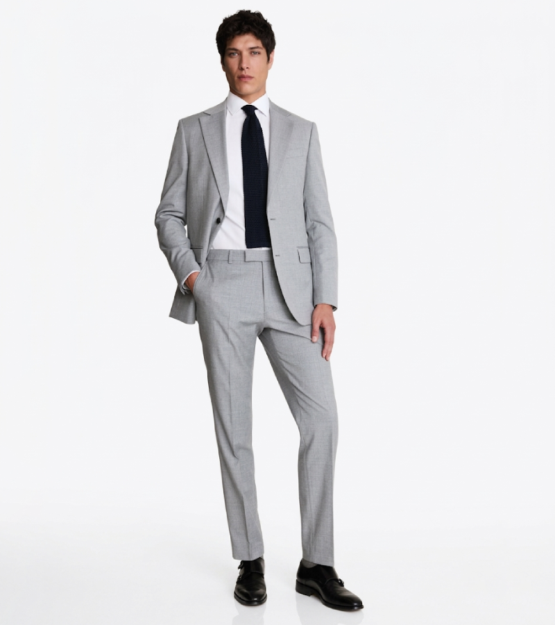 Brighton Solid Cotton Grey SuitFront