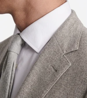Brighton Solid Cotton Light Beige Suit Collar