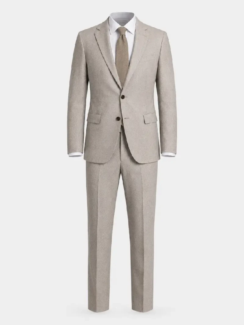 Brighton Solid Cotton Light Beige Suit Ghost Mannequin