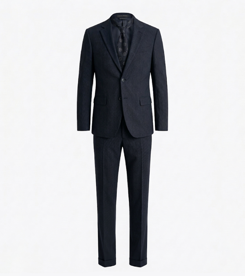 Brighton Solid Cotton Navy Suit