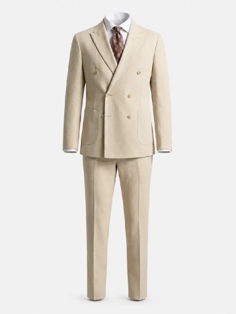 Brighton Solid Cream Cotton Suit Ghost Mannequin