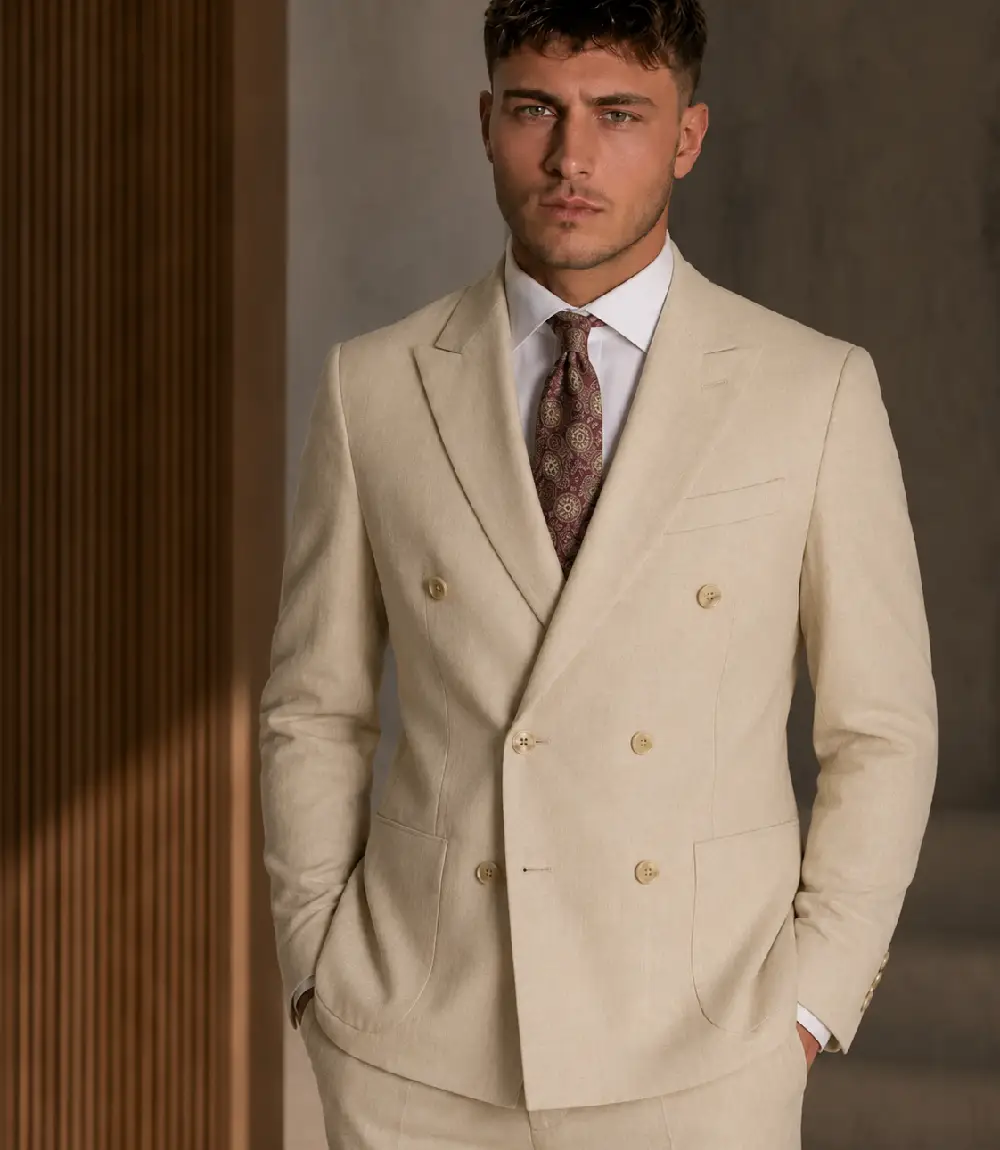Brighton Solid Cream Cotton Suit Model Brighton Solid Cream Cotton Suit Model
