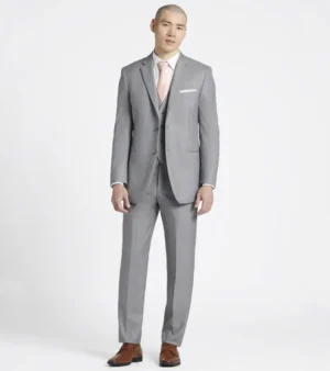 Brighton Solid Grey Cotton Suit Front