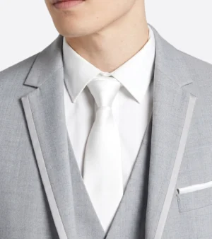 Brighton Solid Light Grey Cotton Suit Collar Three
