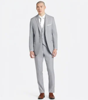Brighton Solid Light Grey Cotton Suit Front