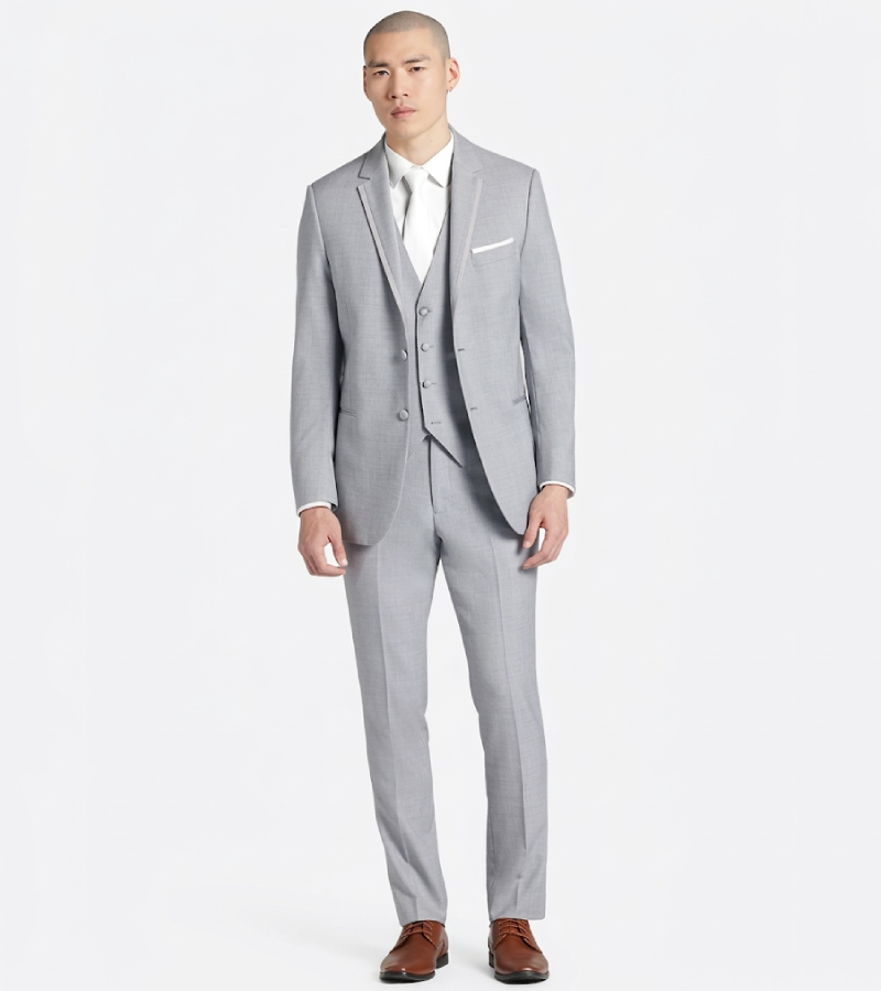 Brighton Solid Light Grey Cotton Suit Front
