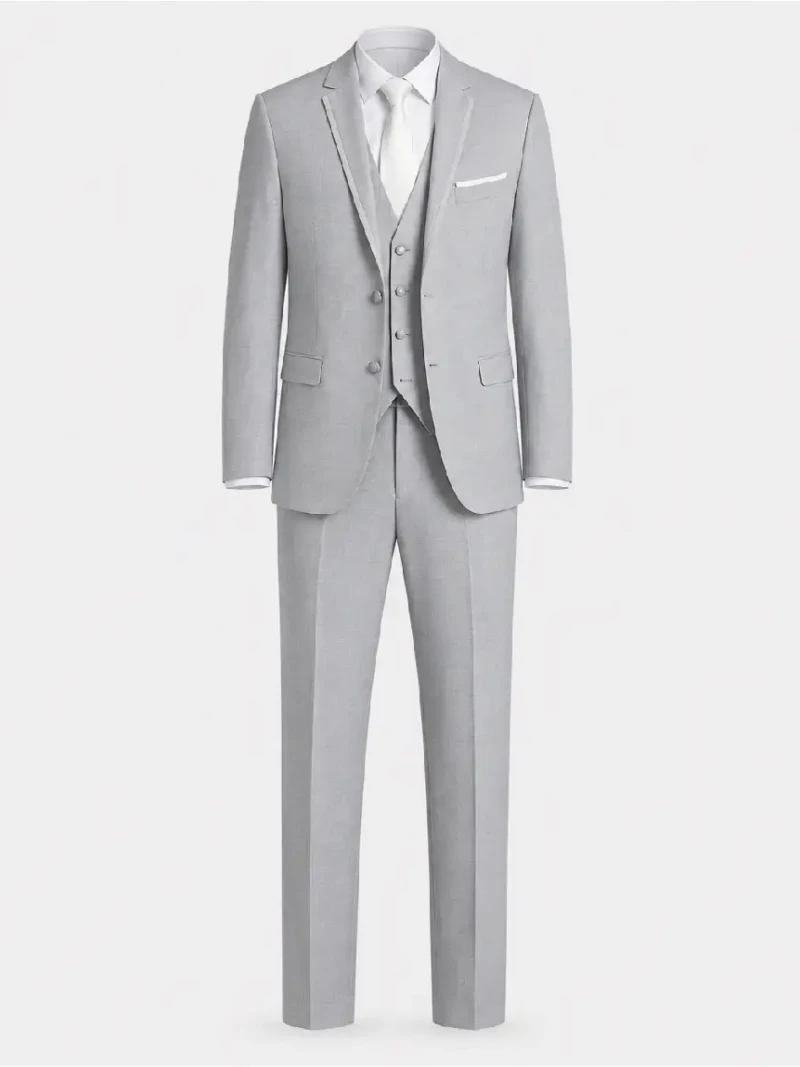 Brighton Solid Light Grey Cotton Suit Ghost Mannequin