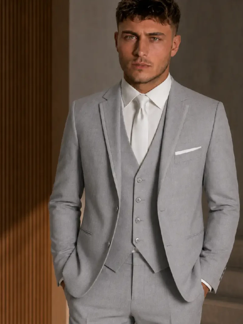 Brighton Solid Light Grey Cotton Suit Model