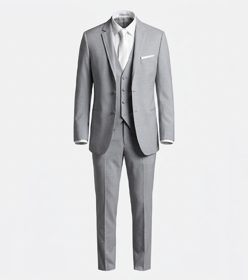 Brighton Solid Light Grey Cotton Suit