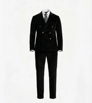 Bromley Corduroy Solid Black Suit