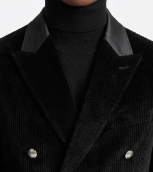 Bromley Corduroy Solid Black Suit Collar