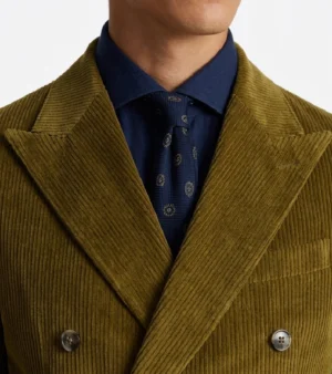 Bromley Corduroy Solid Black Suit Collar Brown