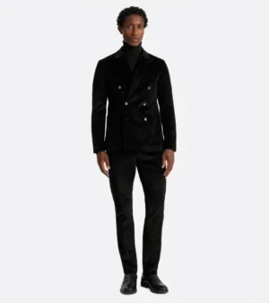 Bromley Corduroy Solid Black Suit Front