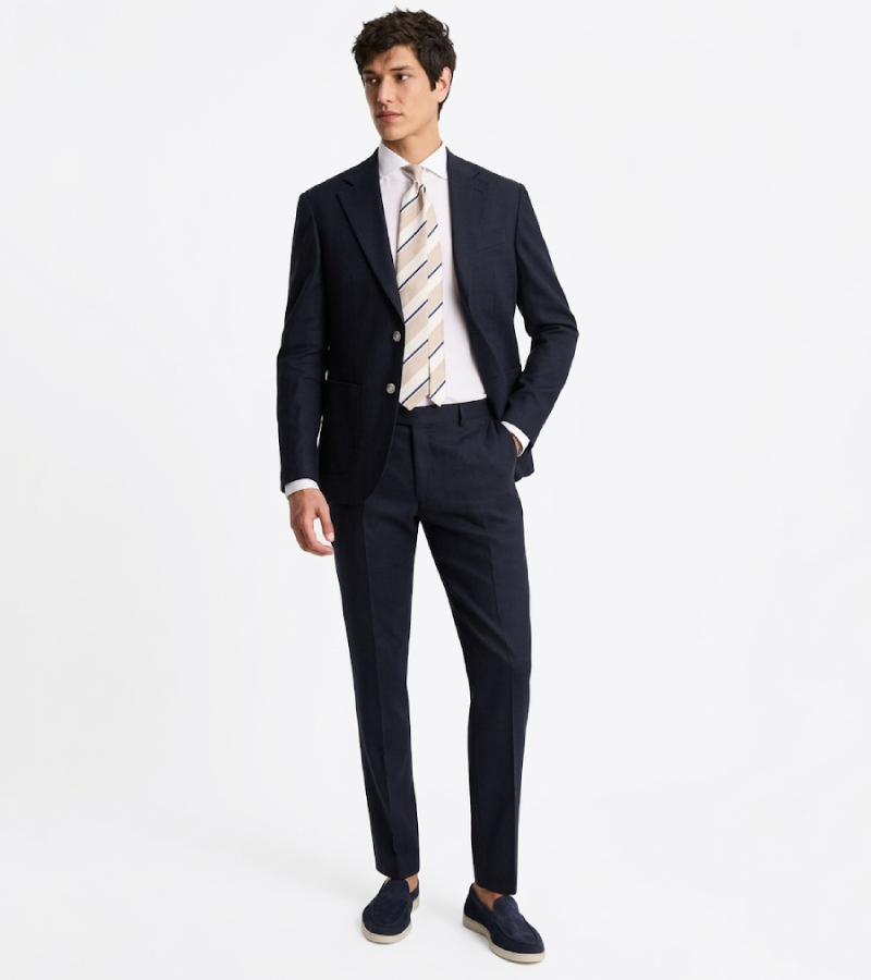 Bromley Cotton Solid Dark Navy Suit Front