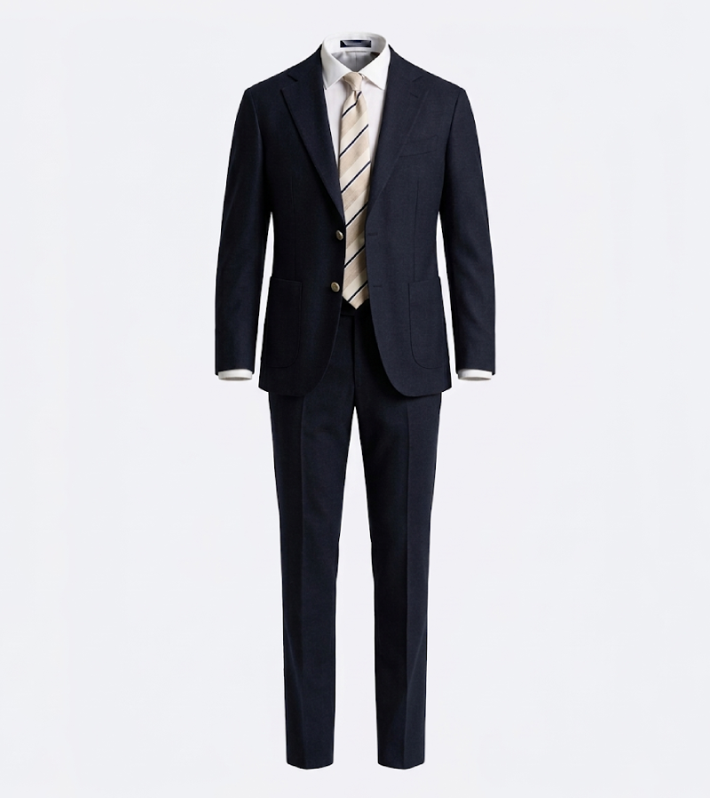 Bromley Cotton Solid Dark Navy Suit