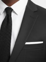 Men’s Solid Black Single Breasted Two Piece Suit Chest Pocket