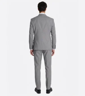 Eastford Polyester Grey Plaid Suit Back