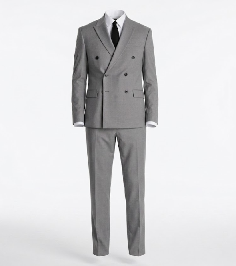 Eastford Polyester Grey Plaid Suit Front Side