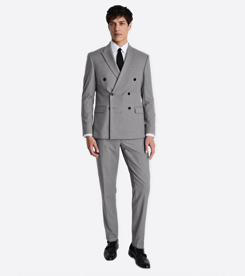 Eastford Polyester Grey Plaid Suit Front