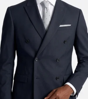 Eastford Polyester Navy Plaid Suit Closeup