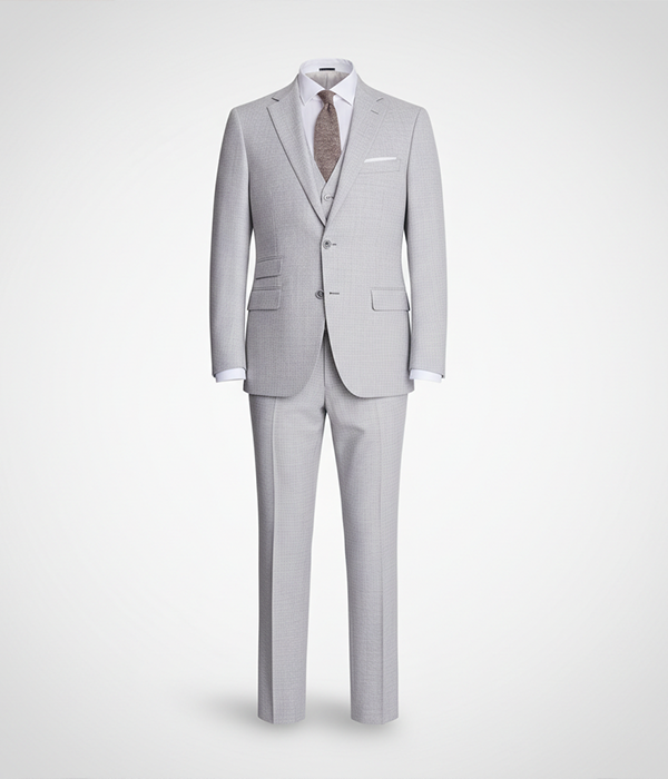 Eastford Polyester Textured Light Grey Suit