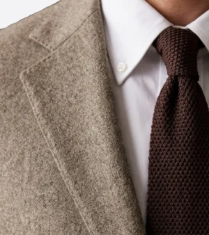 Harrington Wool Donegal Khaki Suit Collar Close