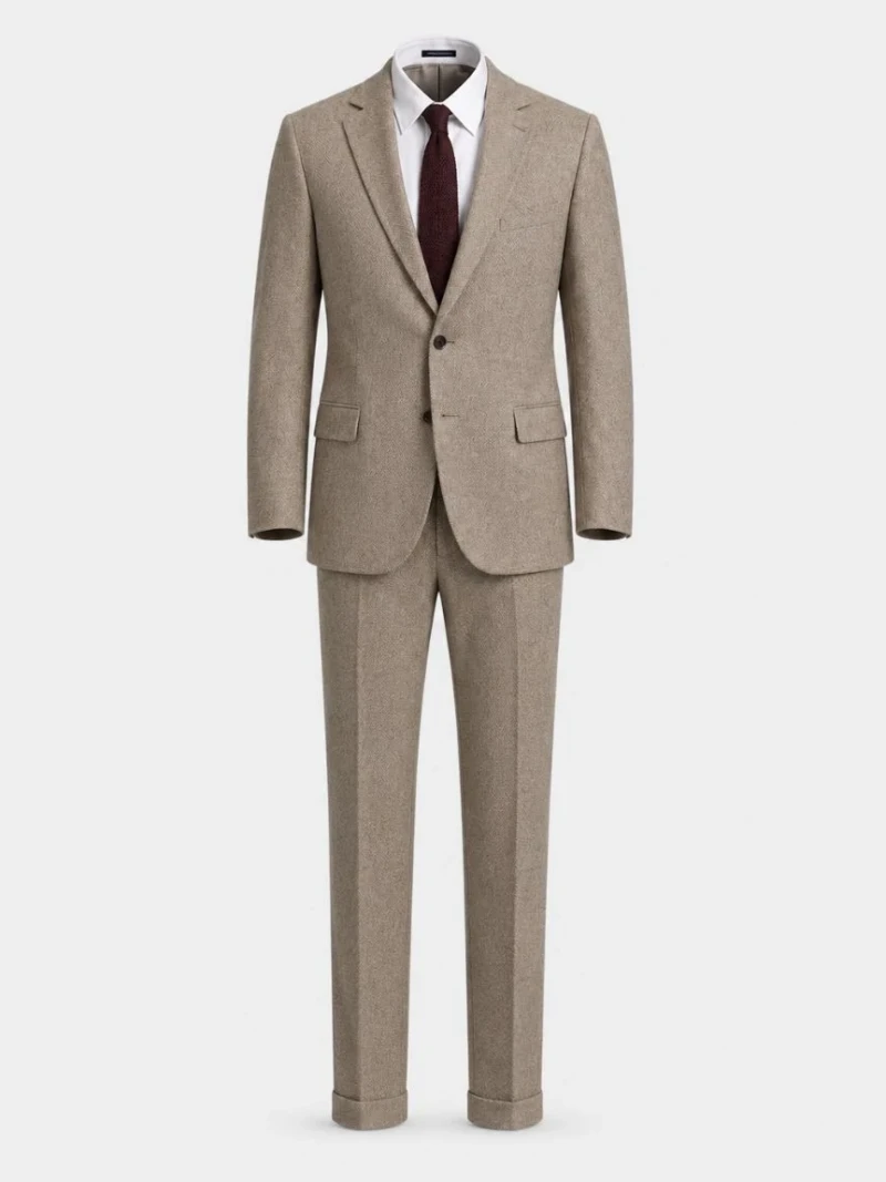 Harrington Wool Donegal Khaki Suit Ghost Mannequin