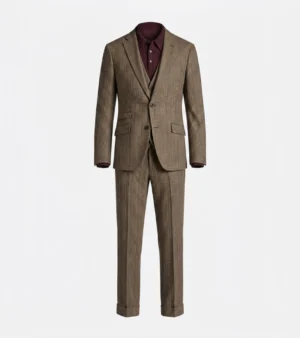 Harrington Wool Plaid Brown Suit