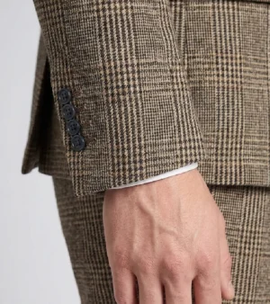 Harrington Wool Plaid Brown Suit Cuffs