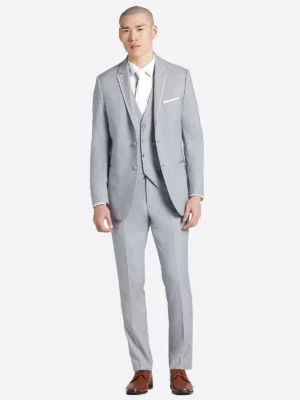 SuitsHeritage Men's Plain Light Grey Regular Fit 3 Piece Suits